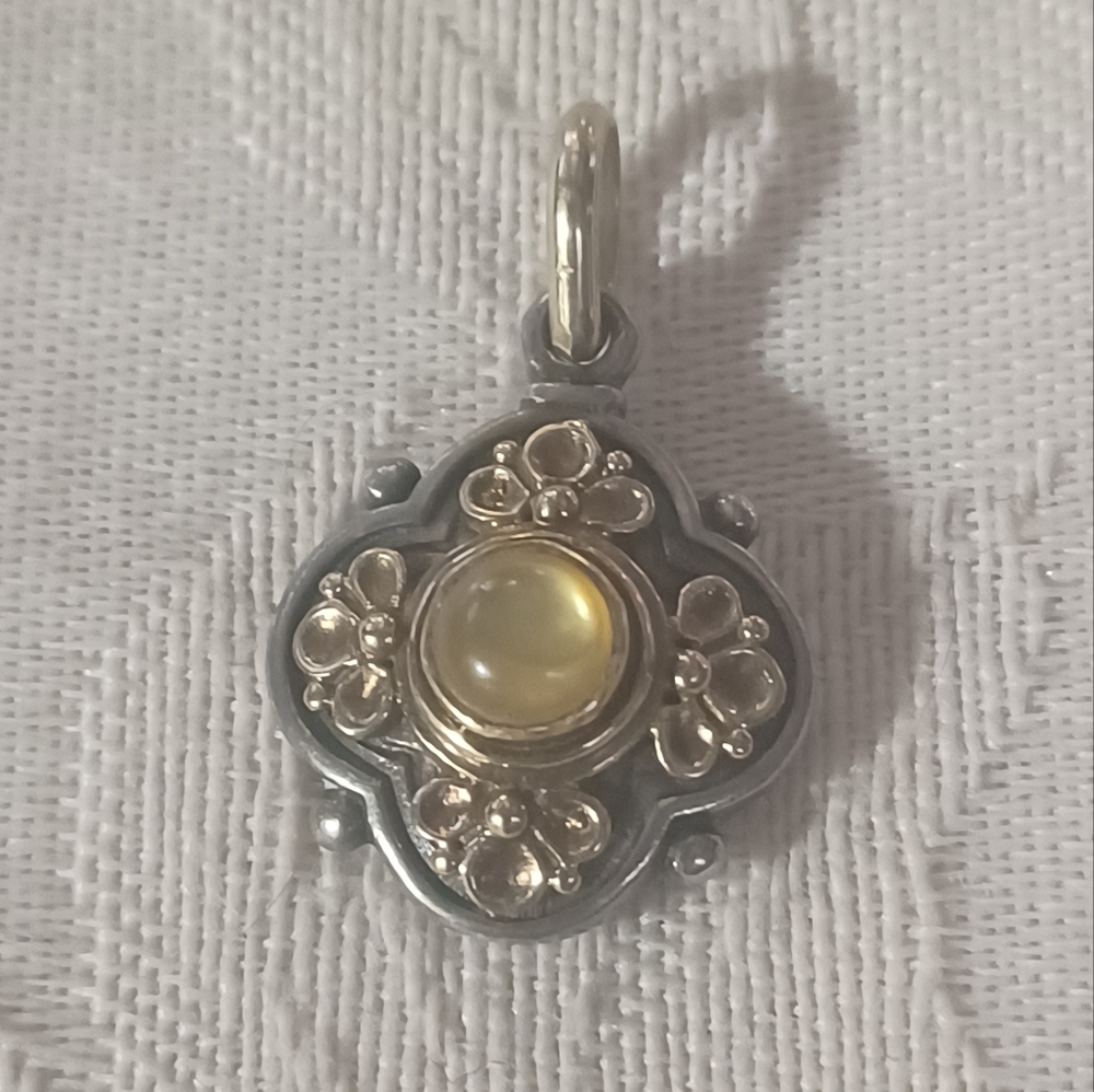 Konstantino Citrine Flower Pendant, SS & 18k